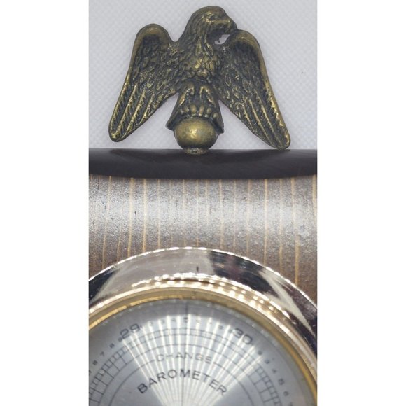 Vintage Springfield Instrument Co. Brass Eagle & Wood Barometer (Mid Century) - Picture 9 of 10